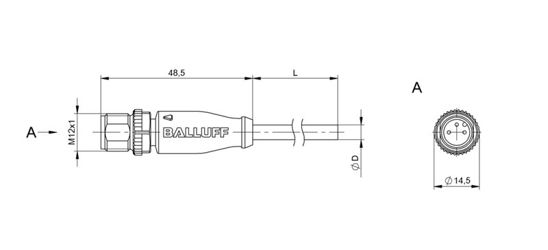 Разъем с кабелем Balluff BCC M413-0000-2A-002-PX0334-100