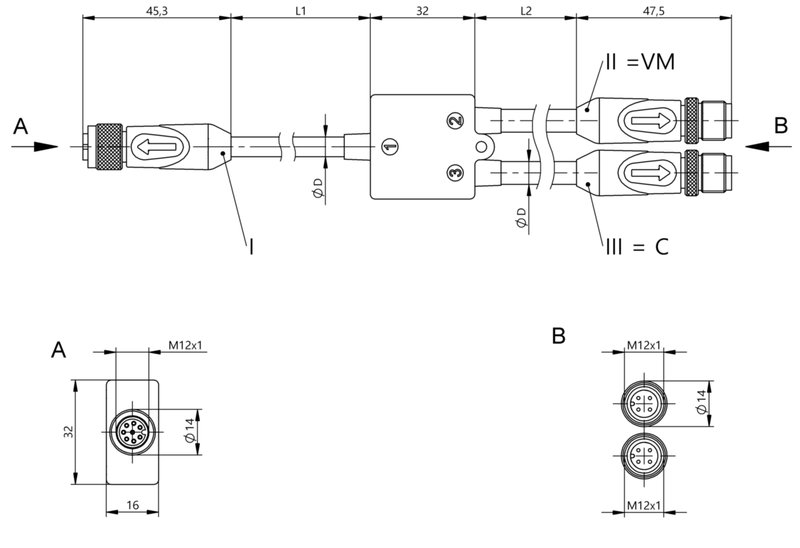 Y-образный распределитель Balluff BCC M418-M414-M414-U3101-100/002
