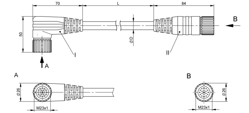 Соединительный кабель Balluff BCC M62L-M61L-70-350-PX0LP4-050
