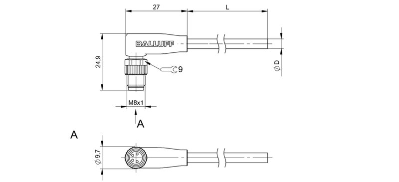 Разъем с кабелем Balluff BCC M324-0000-20-003-PX0434-020