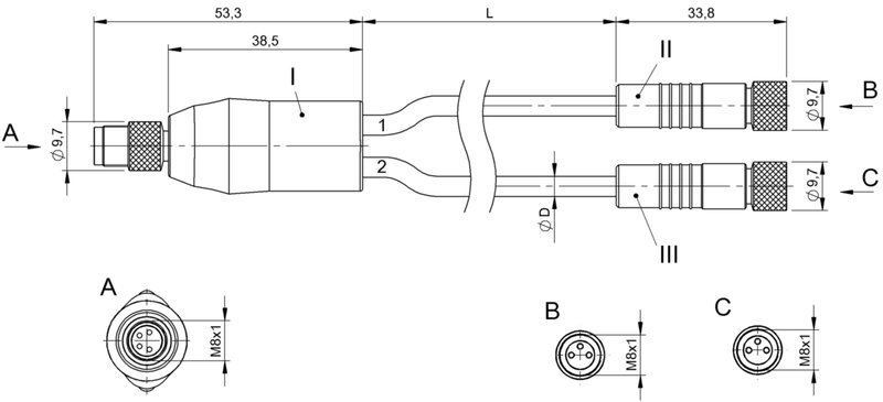 Y-образный распределитель Balluff BCC W314-W313-W313-U2050-003