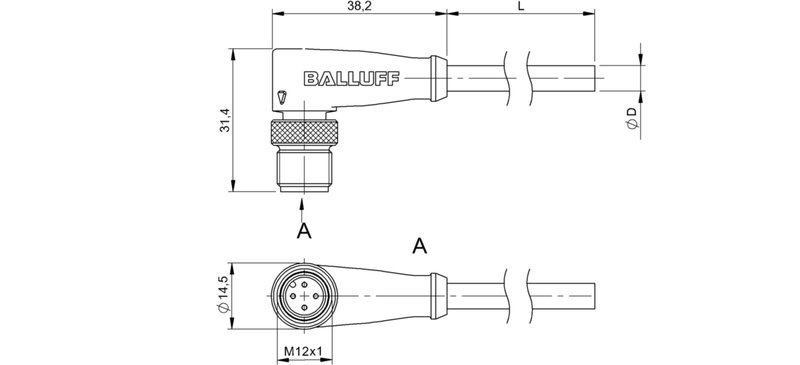 Разъем с кабелем Balluff BCC M424-0000-2A-014-VS8434-100
