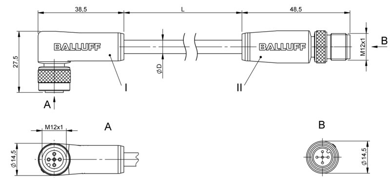 Соединительный кабель Balluff BCC M425-M415-3A-330-VS85N6-030