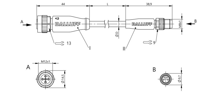Соединительный кабель Balluff BCC M415-M314-3F-304-EX44T2-010