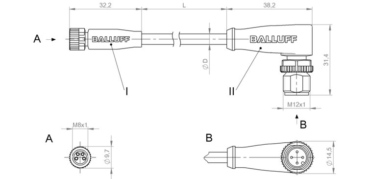 Соединительный кабель Balluff BCC M314-M424-3E-304-VX8434-003