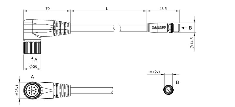 Соединительный кабель Balluff BCC M62C-M41C-3E-675-PX0C25-010