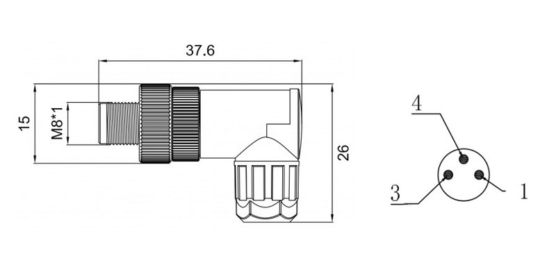 Разъем LANBAO QE8-W3G