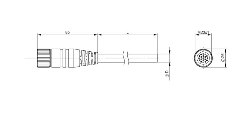Разъем с кабелем Balluff BCC M61L-0000-10-022-PX0LP4-250