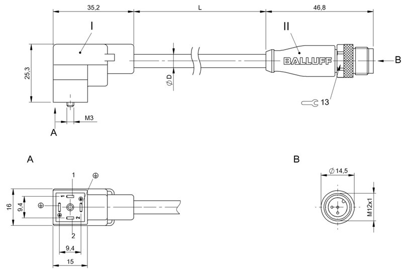 Соединительный кабель Balluff BCC VC44-M413-3E-664-PX0350-050