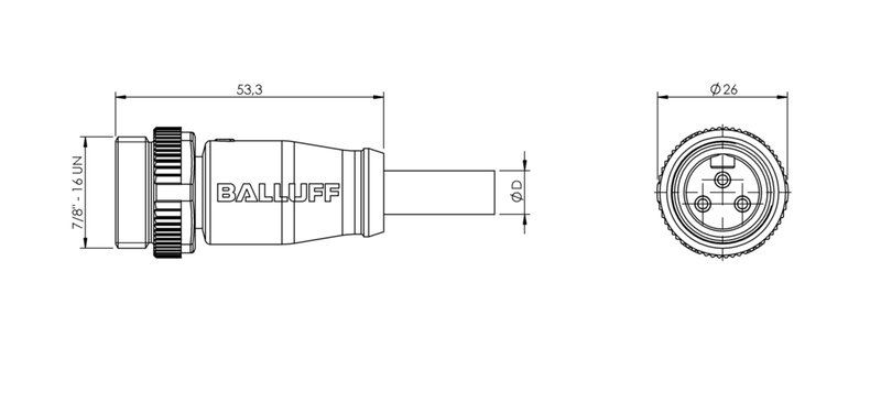 Разъем с кабелем Balluff BCC A313-0000-20-071-VX43W6-150