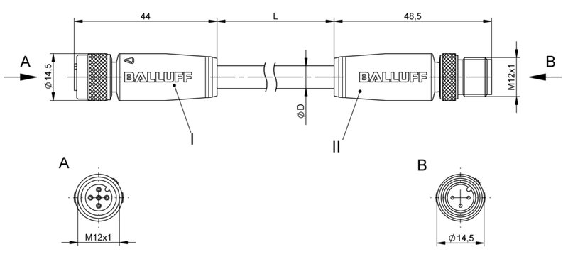 Соединительный кабель Balluff BCC M415-M413-3A-301-PS0350-050