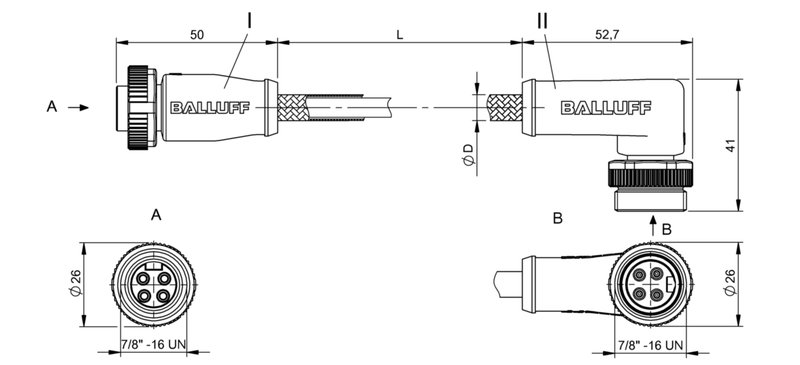 Соединительный кабель Balluff BCC B314-B324-30-304-MW8434-006