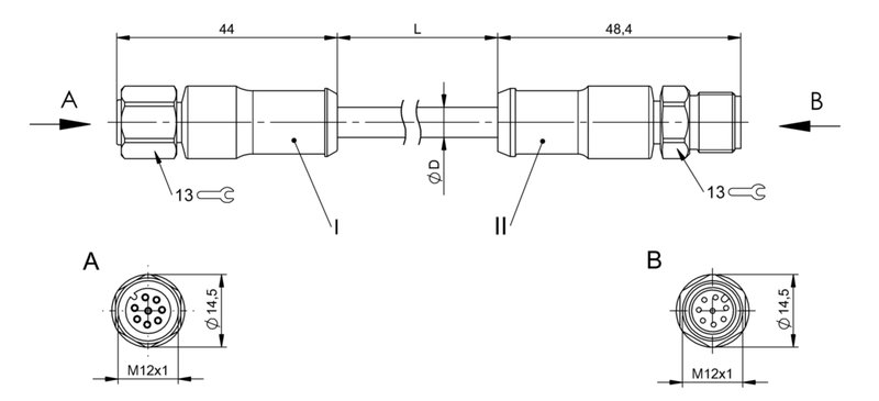 Соединительный кабель Balluff BCC S4B8-S4B8-3A-321-YX8825-050-C009