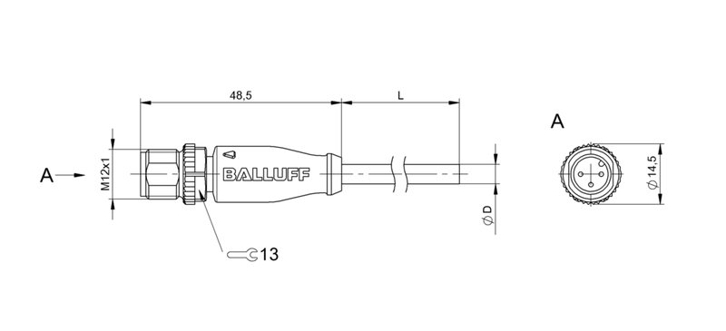 Разъем с кабелем Balluff BCC M413-0000-2A-001-PX0334-100