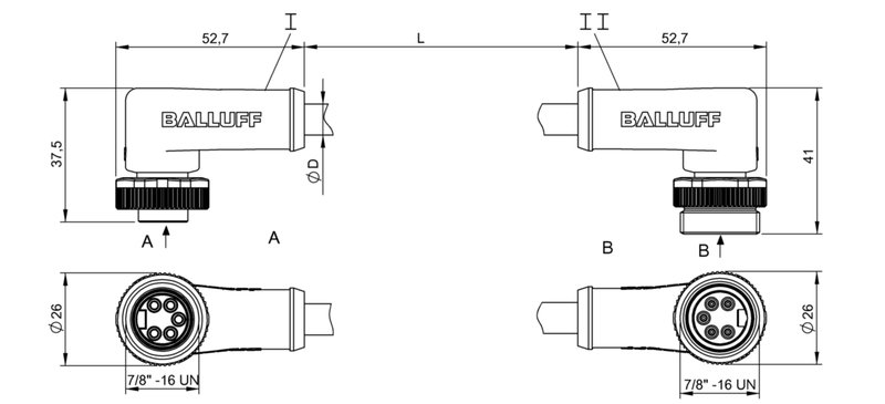 Соединительный кабель Balluff BCC A325-A325-30-330-VS85N5-060