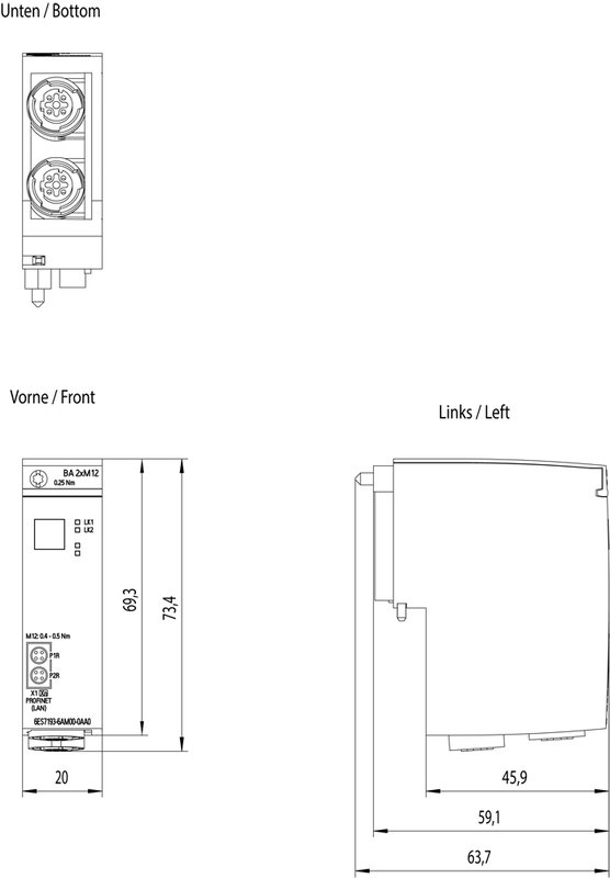 Сетевой адаптер Siemens 6ES7193-6AM00-0AA0