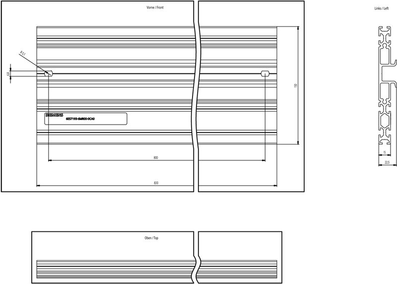 Системная рейка Siemens 6ES7193-6MR00-0CA0