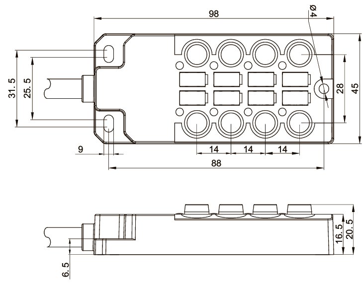 Распределительная коробка для датчиков LANBAO DB080803-2-07N