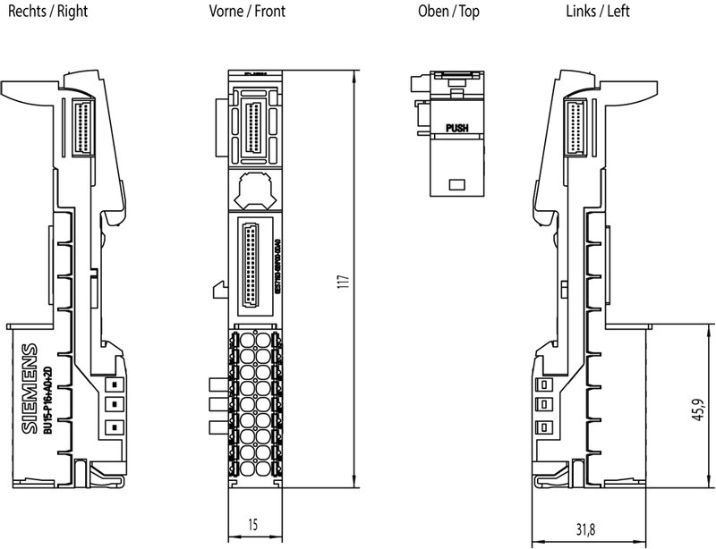 Базовый Блок BU15-P16+A0+2D Siemens 6ES7193-6BP00-2DA0